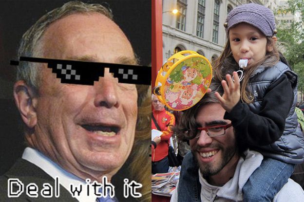 Mayor Bloomberg completely understands now why tourists would flock to see protesters—just look how cute those two are!